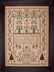 LUCY KERBY 1805 STRAIT SCHOOL ENGLISH SAMPLER